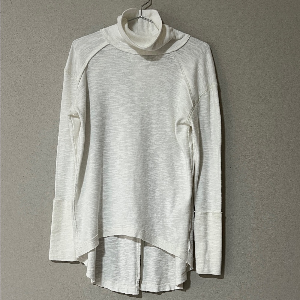 WE THE FREE White Split Back Turtleneck Top